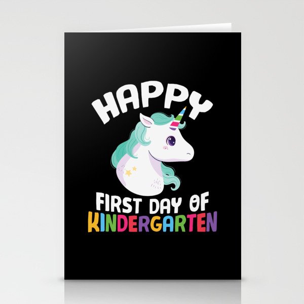 Happy First Day Of Kindergarten Unicorn Stationery Cards