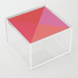Aina - Red and Pink Geometric Triangle Shaped Square Art Pattern Acrylic Box
