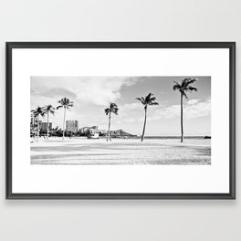 Waikiki Beach Palm Trees Framed Art Print