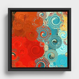 Red and Turquoise Swirls Framed Canvas
