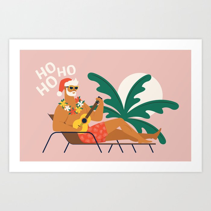 Hot Santa on vacation Art Print