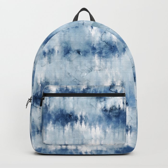 Modern hand painted dark blue tie dye batik watercolor Backpack
