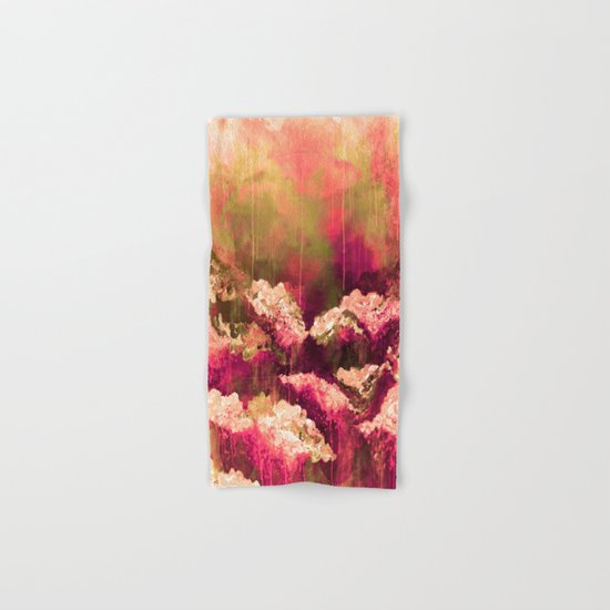 IT'S A ROSE COLORED LIFE 2 - Colorful Floral Garden Chic Abstract Pink White Olive Green Painting Hand & Bath Towel