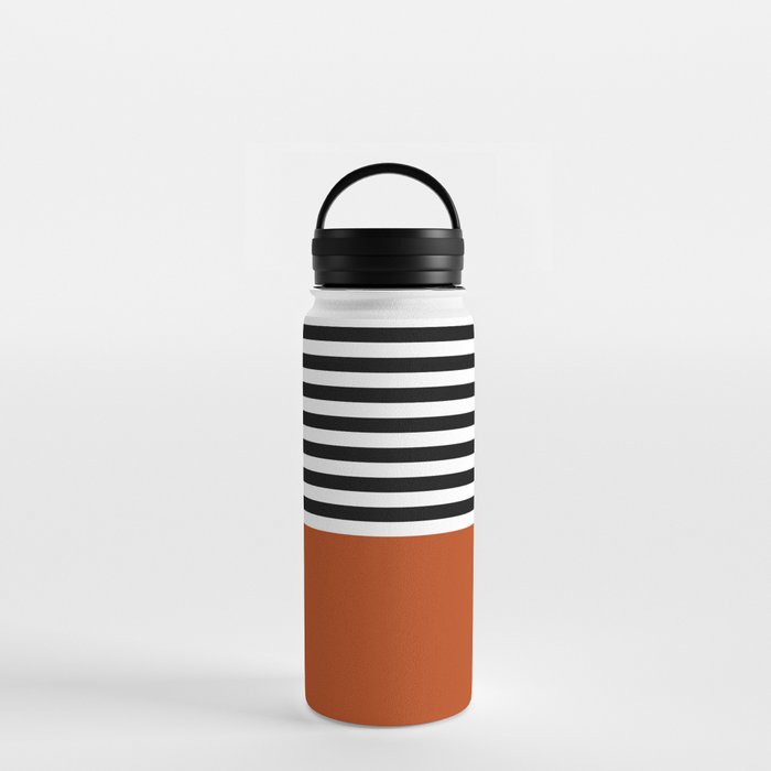 Rust With Black and White Stripes Water Bottle