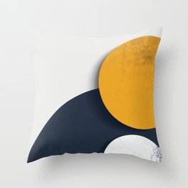 Yellow sun on navy circle 2 Throw Pillow