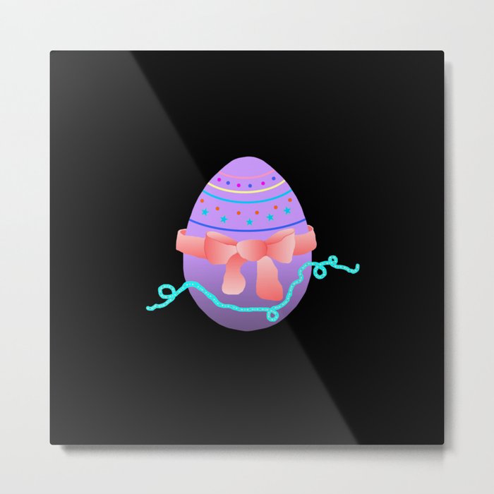 Egg and Pink Bow 02 Metal Print