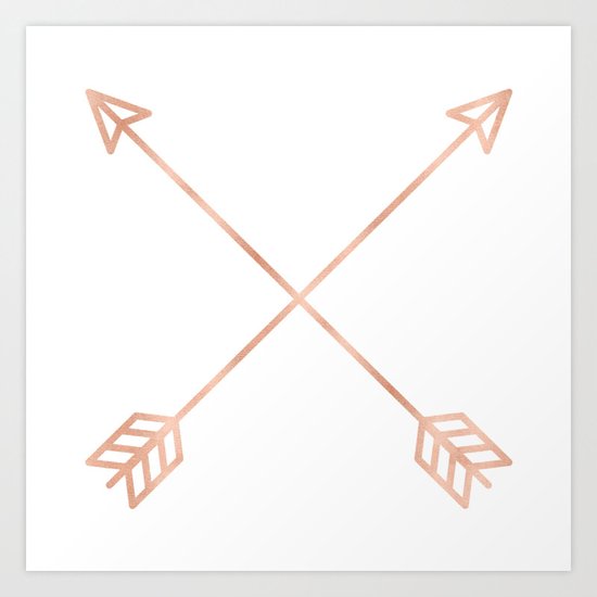 Rose Gold Arrows on White Art Print