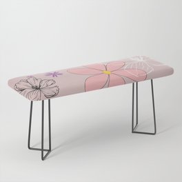 Floral pattern with different colors on a pink background Bench