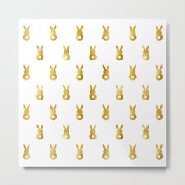 Gold Bunny Print, Golden Bunnies Pattern Metal Print | Modern, Gold, Graphicdesign, Cute, Small, Art Deco, Easter, Golden, Geometric, Rabbits 