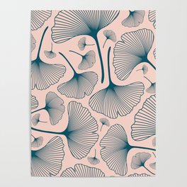 Ginkgo Plant Dreamy Pattern Poster Poster