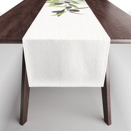 Olive Branch Watercolor  Table Runner