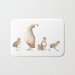 Quail Family with Mom and Babies Bath Mat
