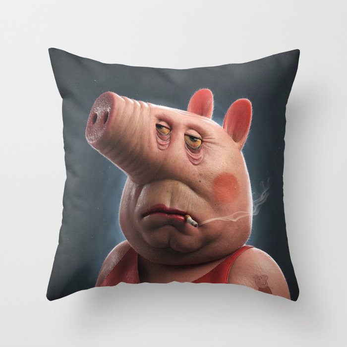 Real Life Peppa Throw Pillow by LuvtheArt Society6