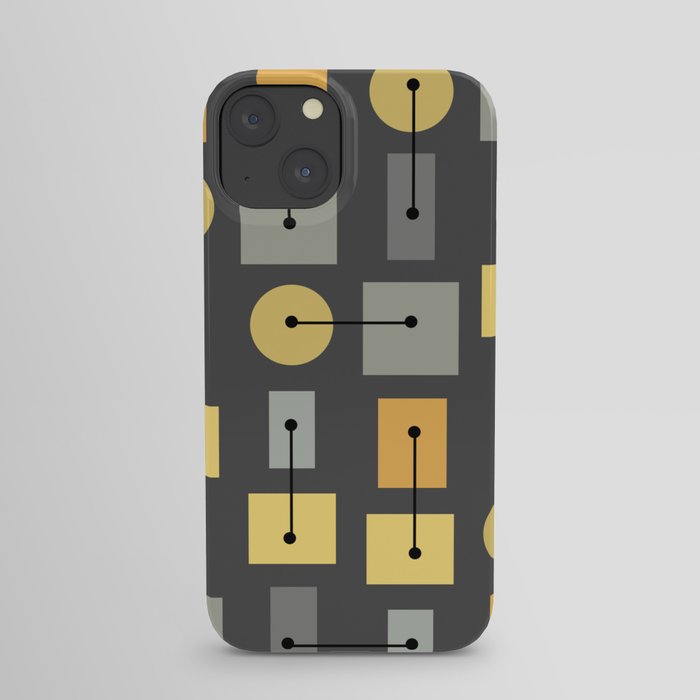 Atomic Age Simple Shapes Yellow Gray 2 iPhone Case