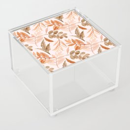 Watercolor Earthy Leaves - Peach, Brown Acrylic Box