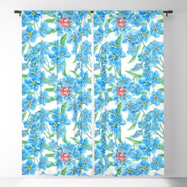 Forget me not and ladybug watercolor Blackout Curtain