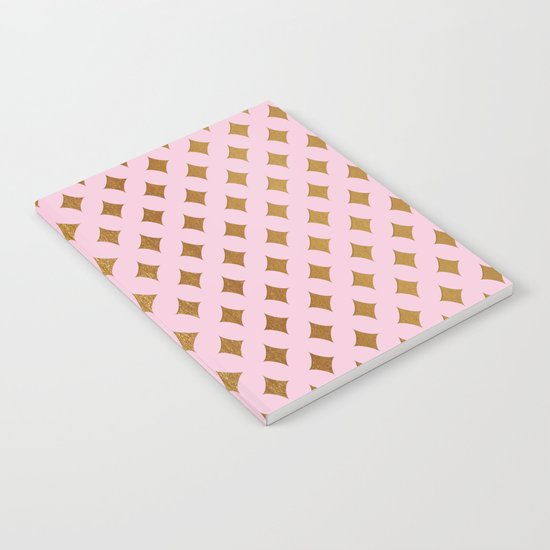 Queenlike- pink and gold elegant quatrefoil ornament pattern Notebook
