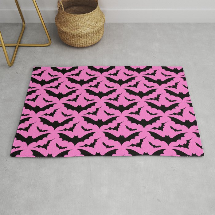 Pink and Black Bats Rug