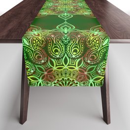 Green and Red Boho Mandala Table Runner