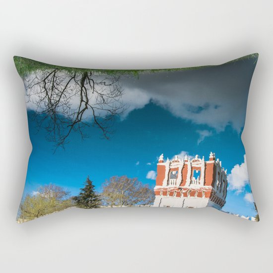 the reflection of the walls of the monastery Rectangular Pillow