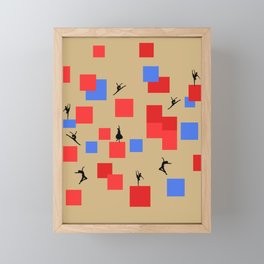 Dancing like Piet Mondrian - Composition in Color A. Composition with Red, and Blue on the gold background Framed Mini Art Print