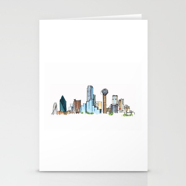 downtown dallas skyline Stationery Cards