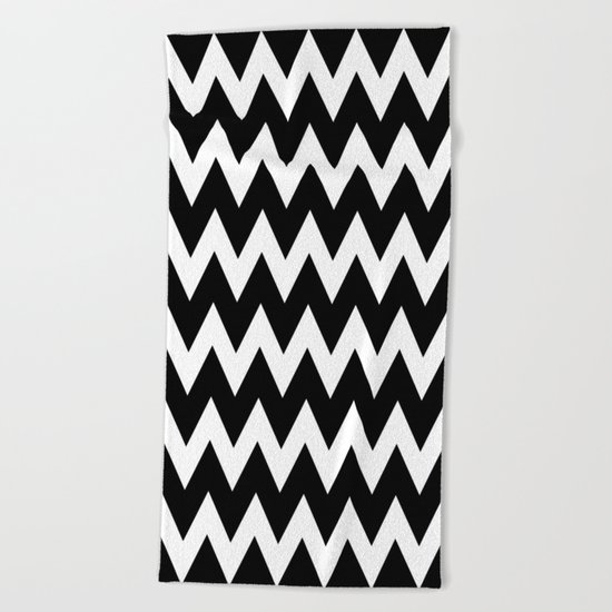 Chevron Black & White Beach Towel