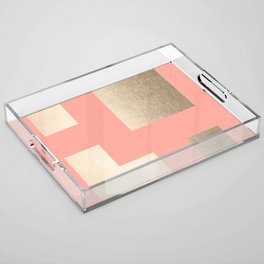 Simply Geometric White Gold Sands on Salmon Pink Acrylic Tray