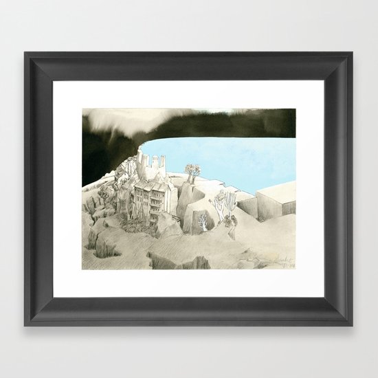 Landscape with a view Framed Art Print