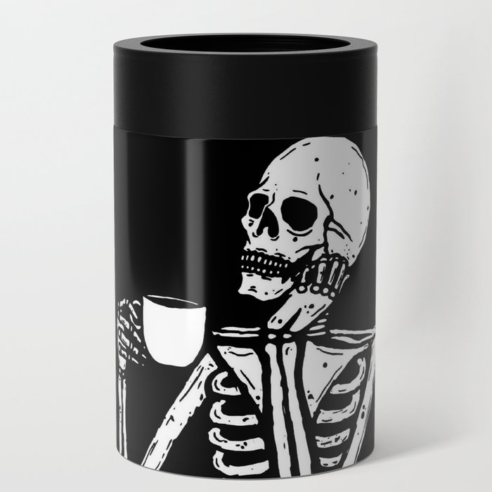 Skeleton and a cup of Coffee Can Cooler