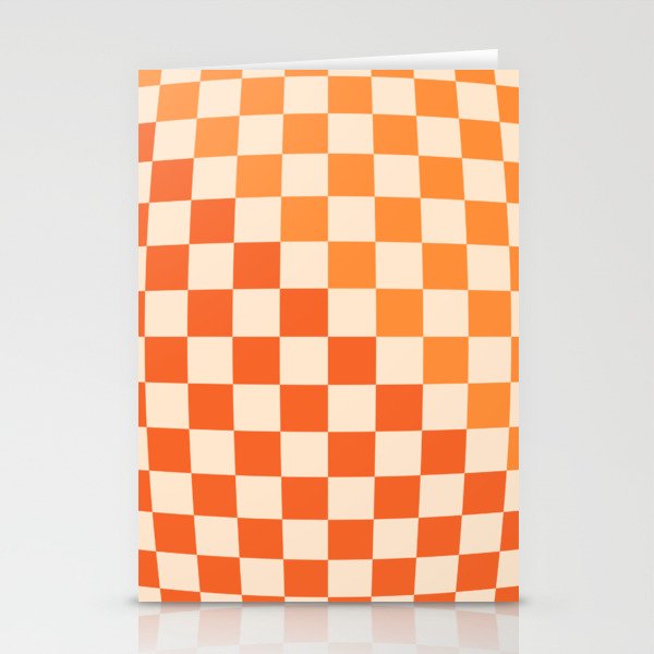 Checked Orb Subtle Warp Check Pattern in Tangerine Orange Tones  Stationery Cards