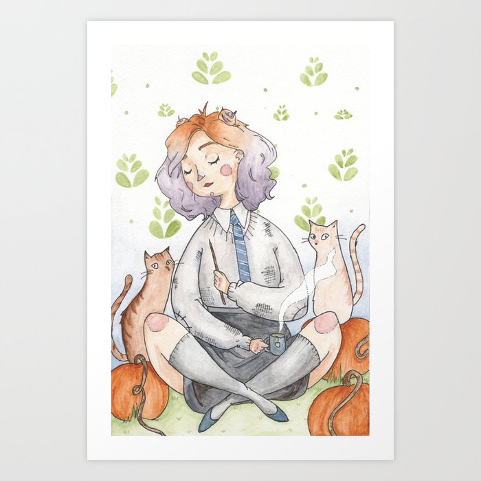 Ombre Watercolor Witch Art Print