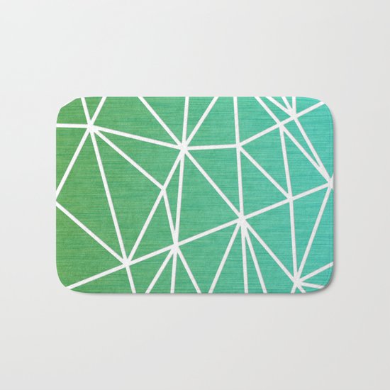 Abstract geometric | green & turquoise Bath Mat