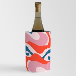 Pink, orange and blue retro swirls / waves. Abstract colorful  Wine Chiller