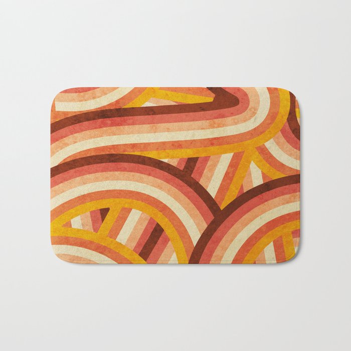 Vintage Orange 70 S Style Rainbow Stripes Bath Mat By Itsjensworld Society6 From the lofty stripes to the voluminous tassels, this luxuriously thick and super absorbent bath mat is made completely by hand of fine turkish cotton. vintage orange 70 s style rainbow stripes bath mat by itsjensworld