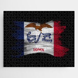 Iowa state flag brush stroke, Iowa flag background Jigsaw Puzzle