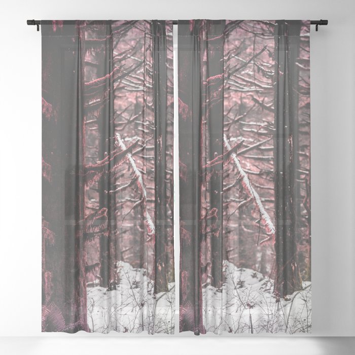 Winter Forest Fir Tree Snow VII - Nature Photography Sheer Curtain