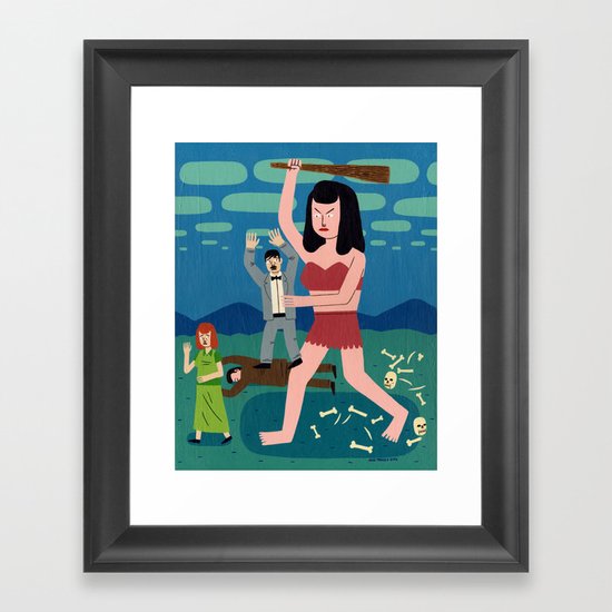 Giant Woman Attack Framed Art Print