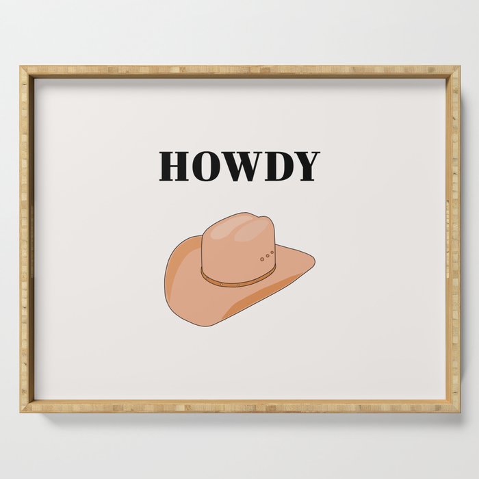 Howdy - Cowboy Hat Neutral Beige Serving Tray