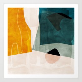 mid century shapes abstract painting 3 Art Print