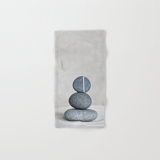 Zen cairn pebble stone balance grey Hand & Bath Towel