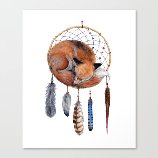 Fox Dreamcatcher Canvas Print