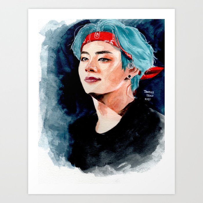 Bts V Blue Hair Art Print By Tamakotakuart Society6