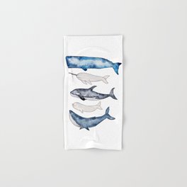 Watercolor orca whale, spermwhale, humpback, narwhal, beluga whales Hand & Bath Towel