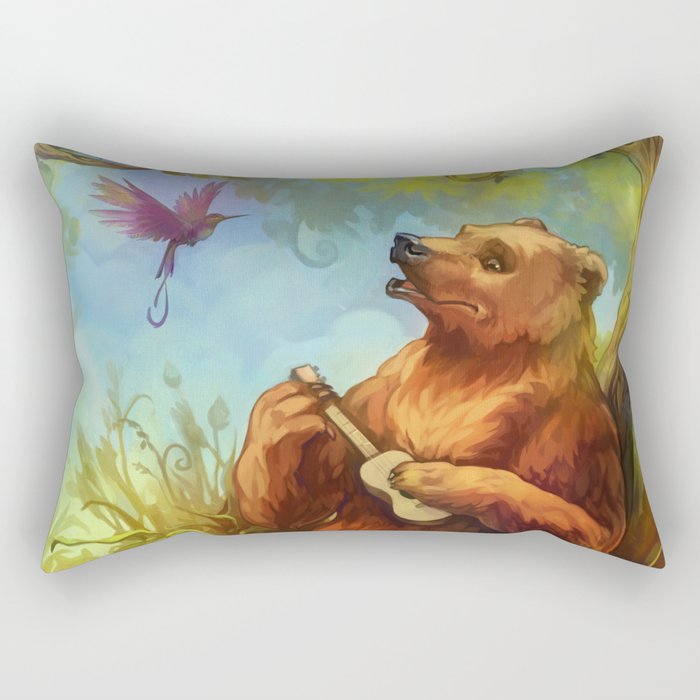 Bear and ukulele Rectangular Pillow