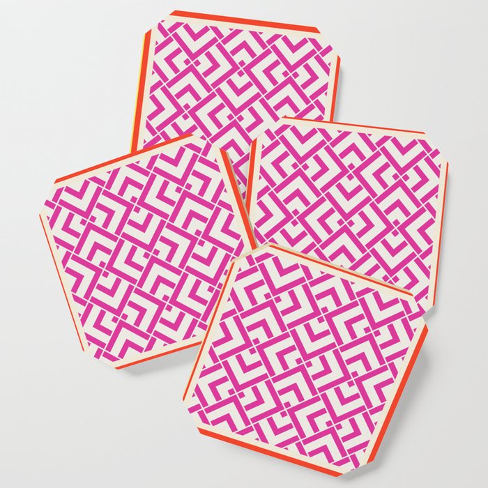 Hot pink summer geometric pattern pillow Coaster