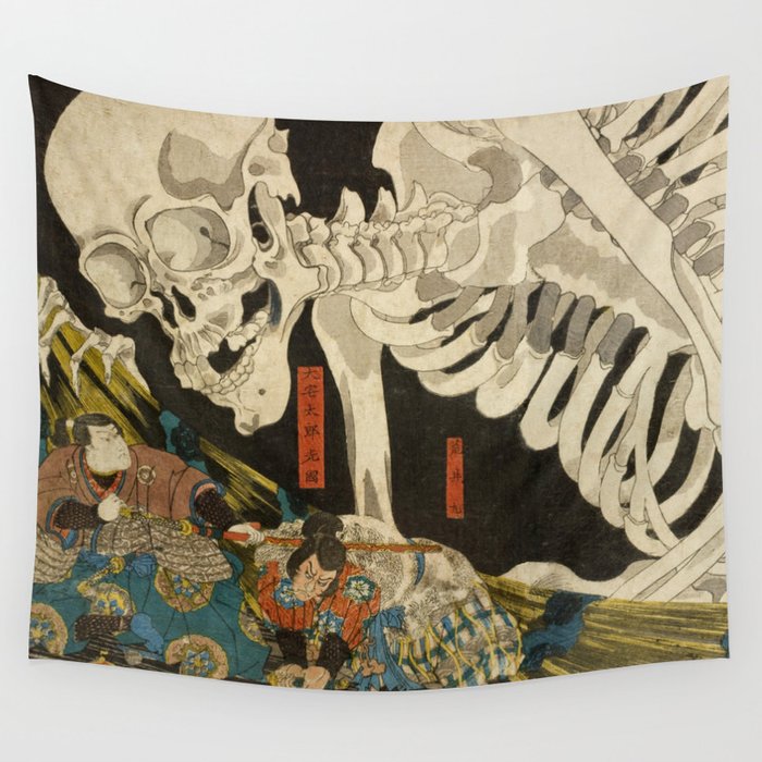 Mitsukuni Defying the Skeleton Spectre Invoked by Princess Takiyasha - Utagawa Kuniyoshi  Wall Tapestry
