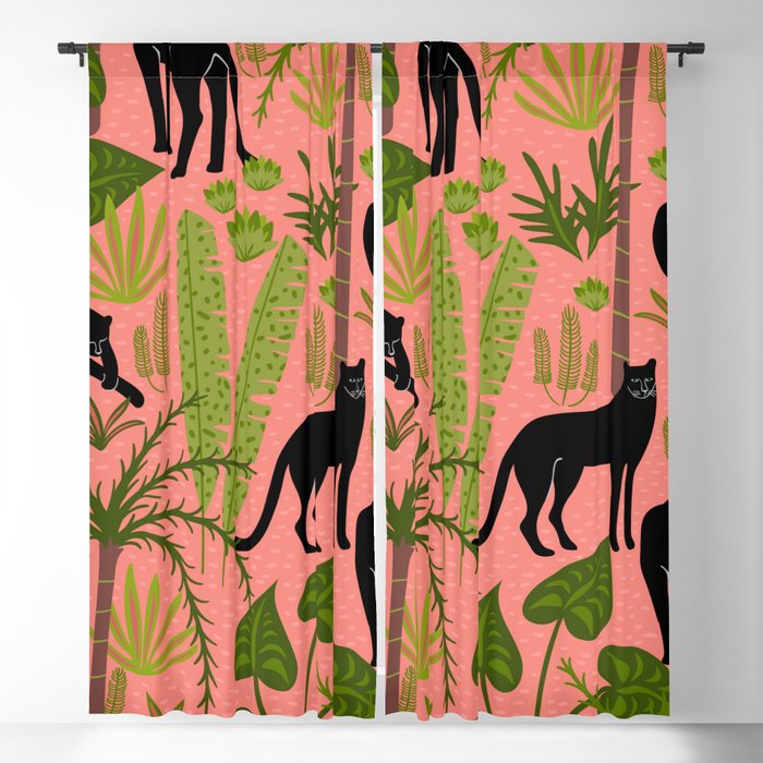 Tropical Panther Pattern Blackout Curtain