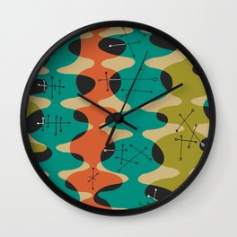 Monto Wall Clock | Retro, 1950S, Abstract, Amoeba, Jacks, Ink Pen, Vintage, Drawing, Atomic, Mid Century 