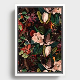 FLORAL AND BIRDS XIV Framed Canvas